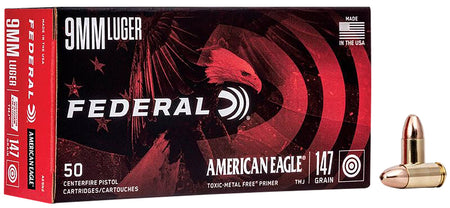 Federal 9mm Luger American Eagle IRT 147gr TMJ Ammo