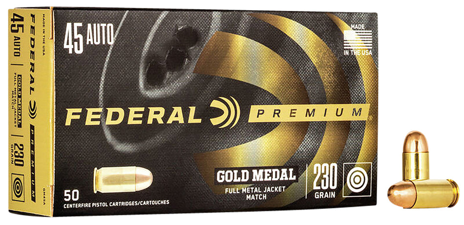 Federal GM45A Premium Gold Medal Full Metal Jacket 230 Grain .45 ACP/Auto 860 fps