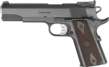 Springfield Armory PX9419ADJ 1911 Garrison Full Size 9mm Luger 9+1 5" Stainless Match Grade Barrel, Blued Carbon Steel Serrated Slide, Blued Carbon Steel Frame w/Beavertail, Thinline Wood Grip