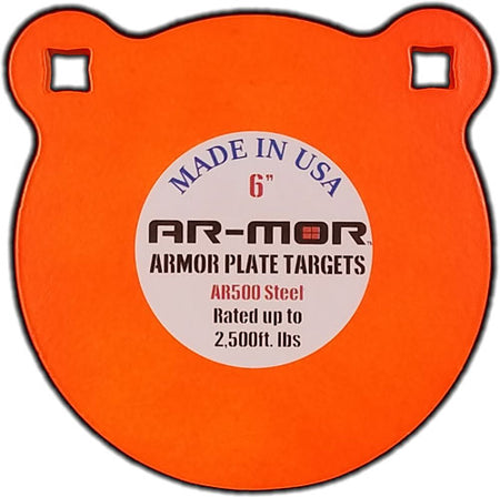 AR-MOR 6" AR500 STEEL GONG 3/8" THICK STEEL ORANGE ROUND
