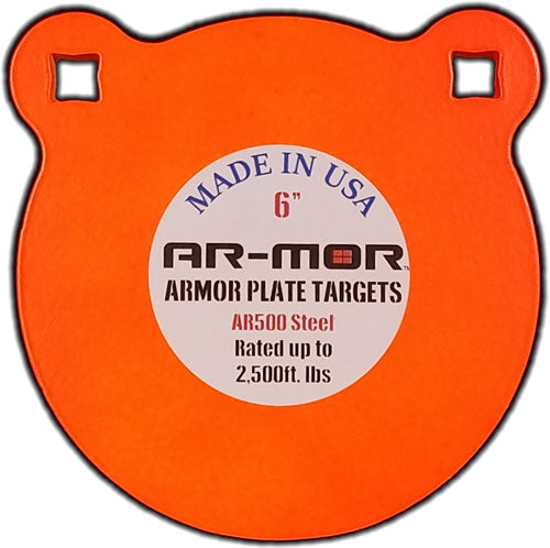 AR-MOR 6" AR500 STEEL GONG 1/2" THICK STEEL ORANGE ROUND