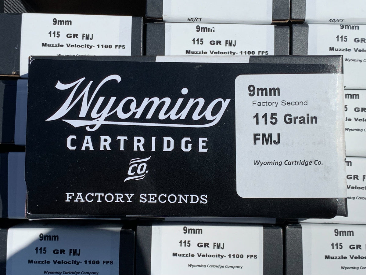 Wyoming Cartridge CO. 9mm Luger 115 Grain Full Metal Jacket(FMJ) Factory Seconds