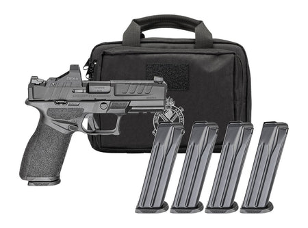 Springfield Armory EC9409BFCLCPAC Echelon 40F.C Gear Pac 9mm Luger 10+1 4" Black Melonite Barrel, Steel Optic Ready/Serrated Slide, Black Polymer Frame w/Picatinny Rail, Ambidextrous
