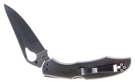 Spyderco BY03P2 Byrd Cara Cara 2 3.75" Folding Spear Point Plain 8Cr13MoV SS Blade Stainless Steel Handle Includes Pocket Clip