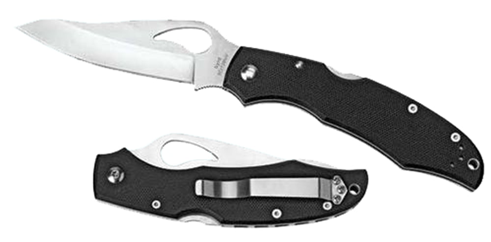 Spyderco BY03PSBK2 Byrd Cara Cara 2 Lightweight 3.75" Folding Drop Point Part Serrated 8Cr13MoV SS Blade Black Textured FRN Handle Includes Pocket Clip