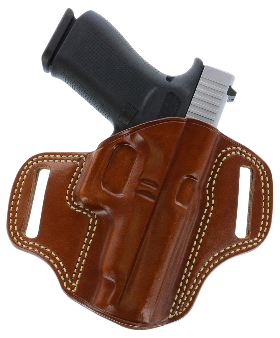 Galco CM226 Combat Master OWB Tan Leather Belt Slide Compatible w/ Glock 19/Glock 23 Gen2-5/CZ P-10C Belt 1.75" Wide Right Hand