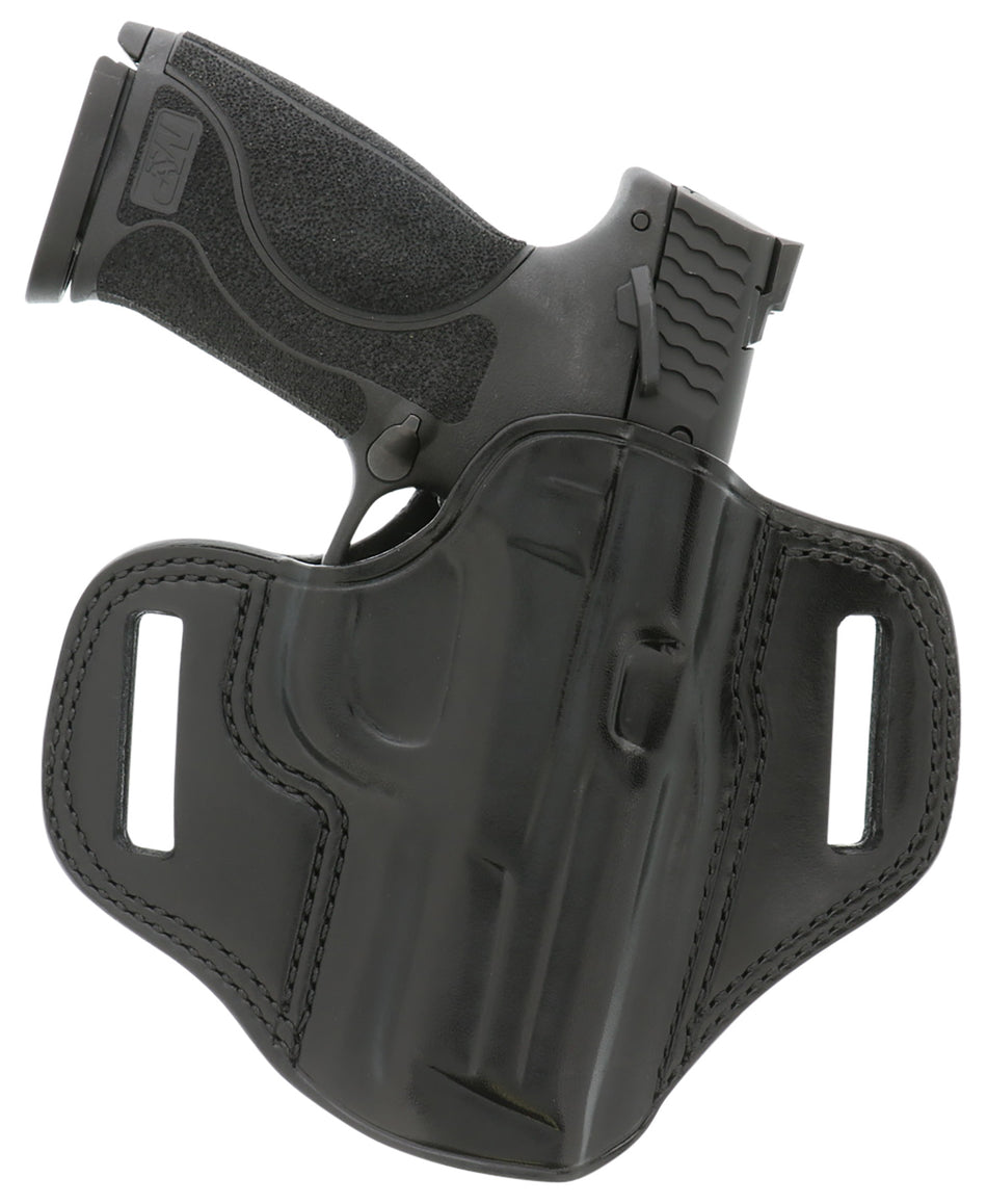 Galco CM226B Combat Master OWB Black Leather Belt Slide Compatible w/Glock 19/32/36/45/Glock 19X Gen2-5/CZ-P10C Belt 1.75" Wide Right Hand