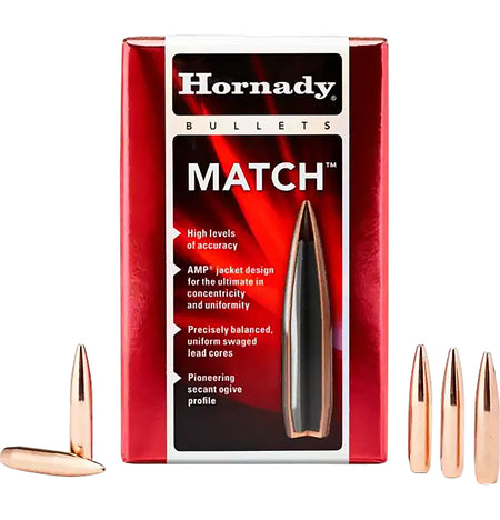 Hornady 30733 Match 30 Cal .308 208 gr Hollow Point Boat Tail Match 100 Per Box/ 15 Case