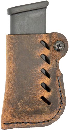 VERSACARRY LEATHER MAG HOLDER SINGLE STACK FLEX VENT DIS BRN