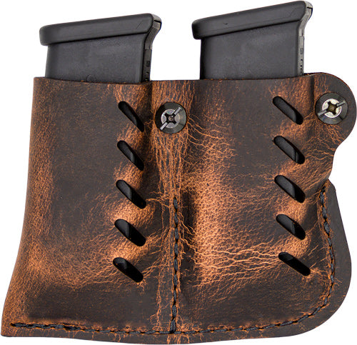 VERSACARRY LEATHER DBL MAG PCH SINGLE STACK DISTRESS BROWN