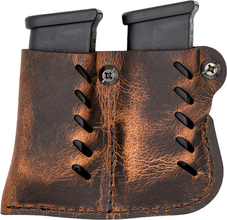 VERSACARRY LEATHER DBL MAG PCH SINGLE STACK DISTRESS BROWN
