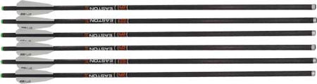 EASTON XBOW BOLT 9MM CARBON 22" W/3" VANES FLAT BACK 6-PK