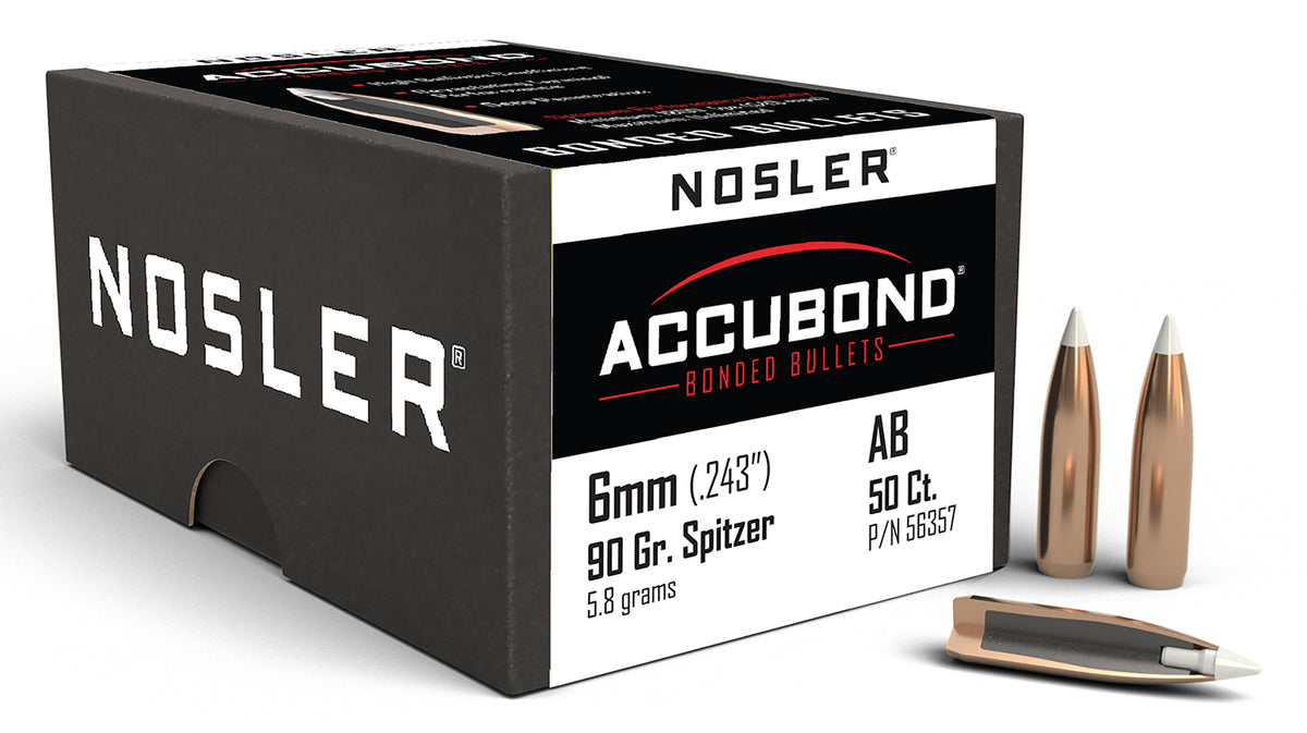 Nosler 56357 AccuBond 6mm 90gr Spitzer Point 50/Box
