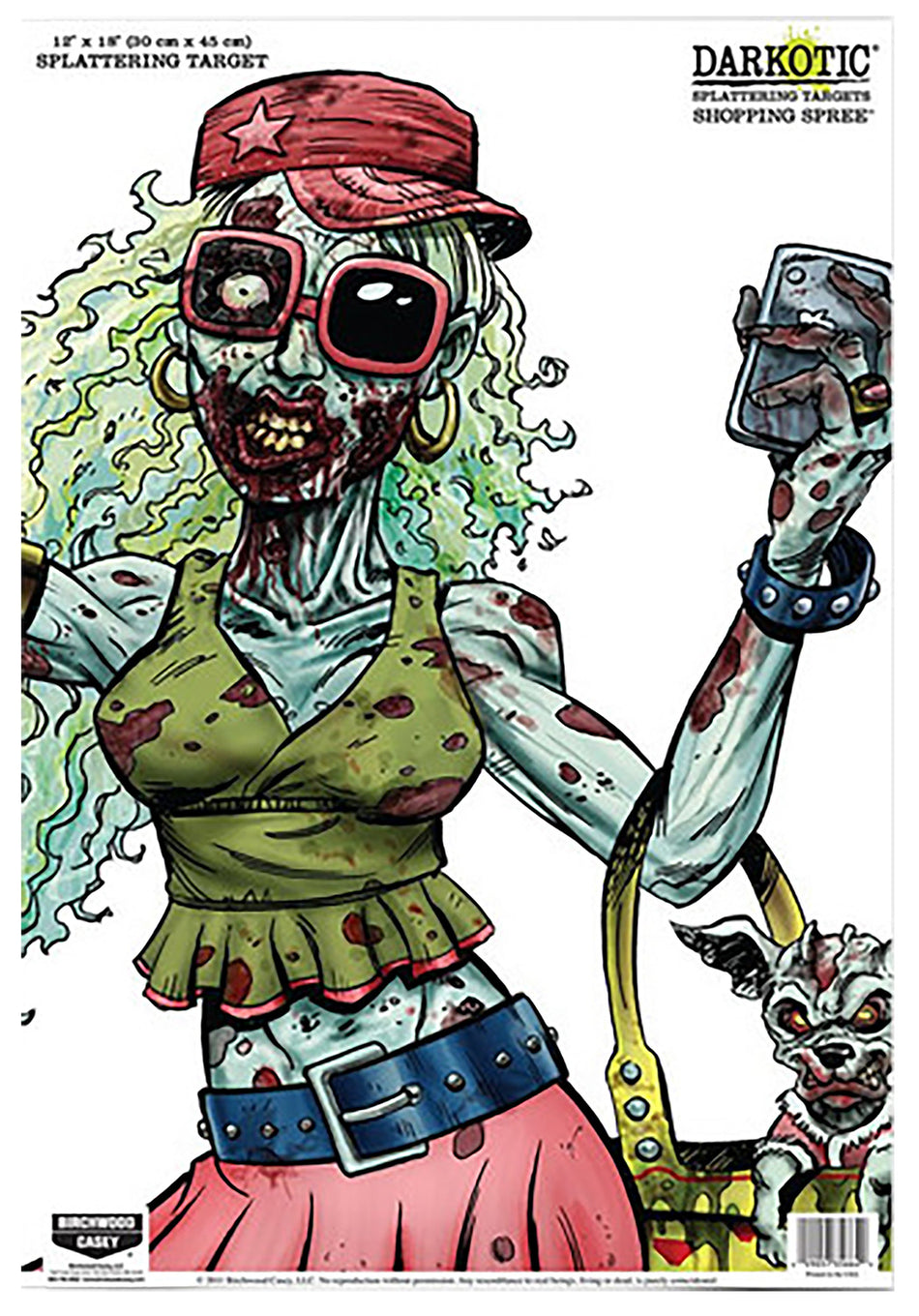 Birchwood Casey 35665 Darkotic Shopping Spree Zombie Valley Girl Paper Hanging Universal 12" x 18" Multi-Color Impact Enhancement Splatter 8 Per Pkg