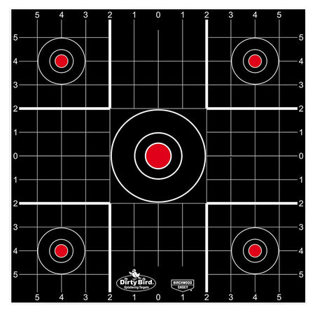 Birchwood Casey 35212 Dirty Bird Bullseye Tagboard Hanging 12" Black/Red 12 PK