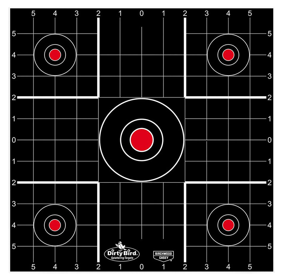 Birchwood Casey 35212 Dirty Bird Bullseye Tagboard Hanging 12" Black/Red 12 PK