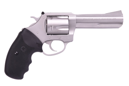 Charter Arms 79942 Pitbull Large 9mm Luger 5 Shot 4.20" Matte Stainless Steel Barrel, Cylinder & Frame w/Black Finger Grooved Rubber Grip