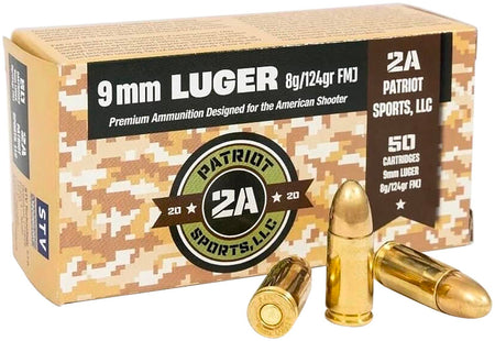 Patriot Sports 9mm Luger 124gr FMJ Ammo