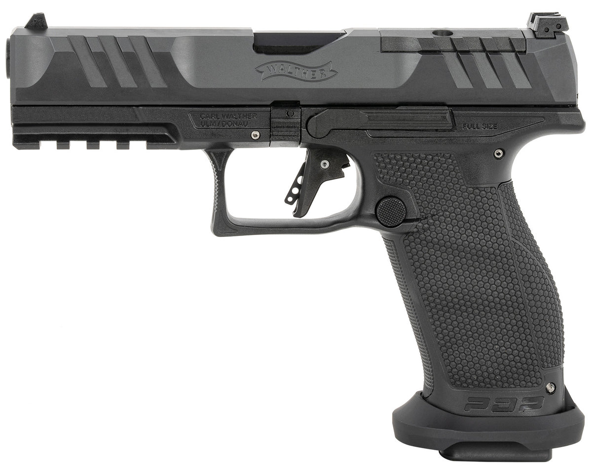 Walther, PDP Pro-E, Striker Fired, Semi-automatic, Polymer Frame Pistol, Full Size, 9MM, 4.5" Barrel, Nitride Finish, Black, Adjustable Sights, Optics Ready, 20 Rounds, 3 Magazines