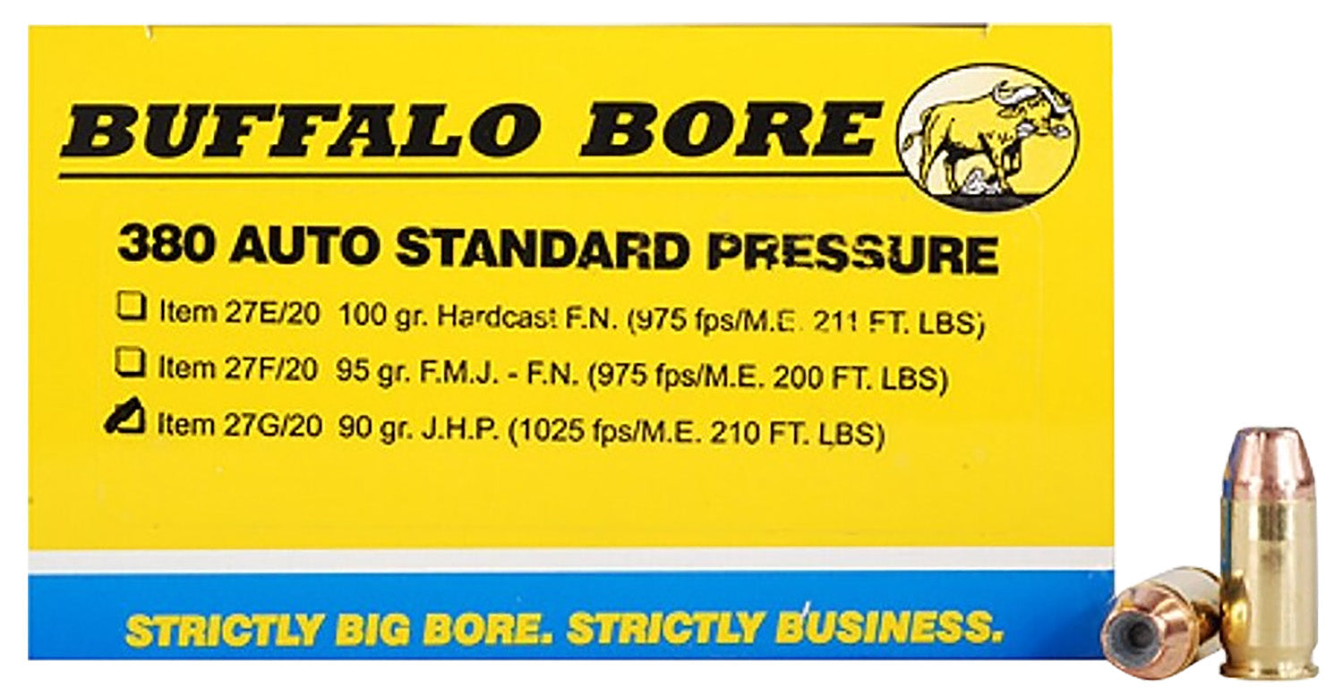 Buffalo Bore .380 ACP/Auto Standard Pressure 90gr JHP Ammo