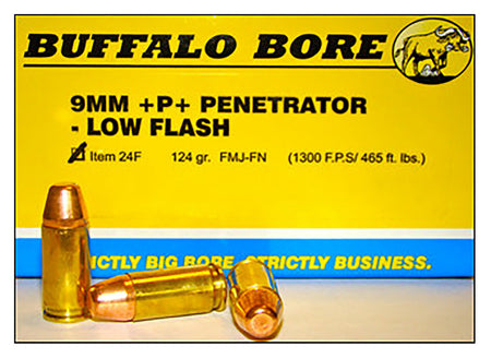Buffalo Bore 9mm Luger / Parabellum Penetrator +P+ 124gr FMJ Ammo