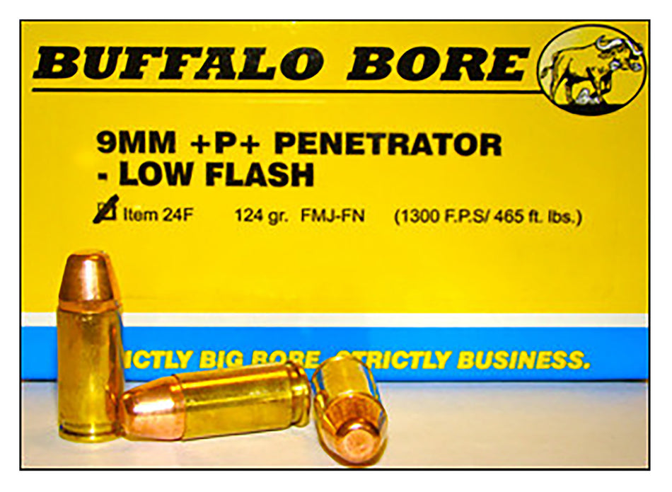 Buffalo Bore 9mm Luger / Parabellum Penetrator +P+ 124gr FMJ Ammo