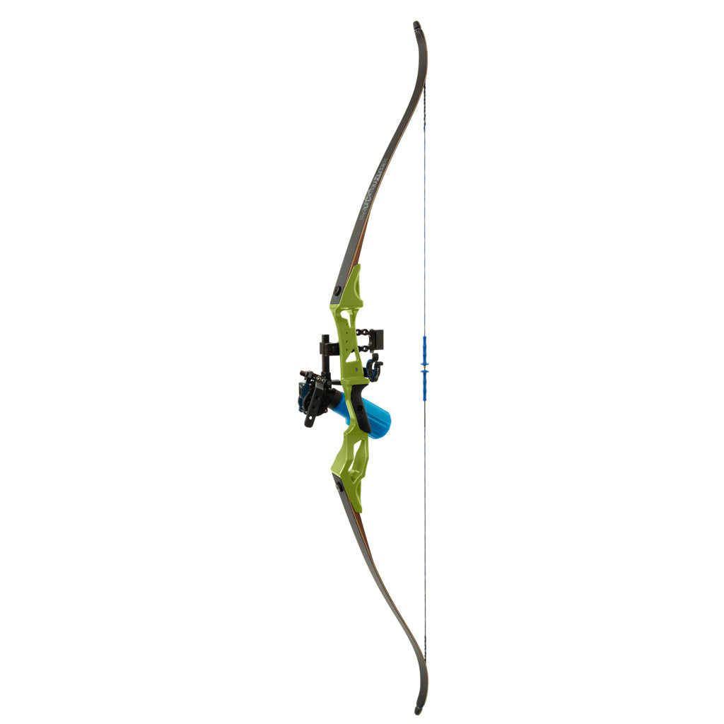 Fin Finder Bank Runner Bowfishing Recurve Package with Winch Pro Bowfishing Reel Green 35 lbs. RH