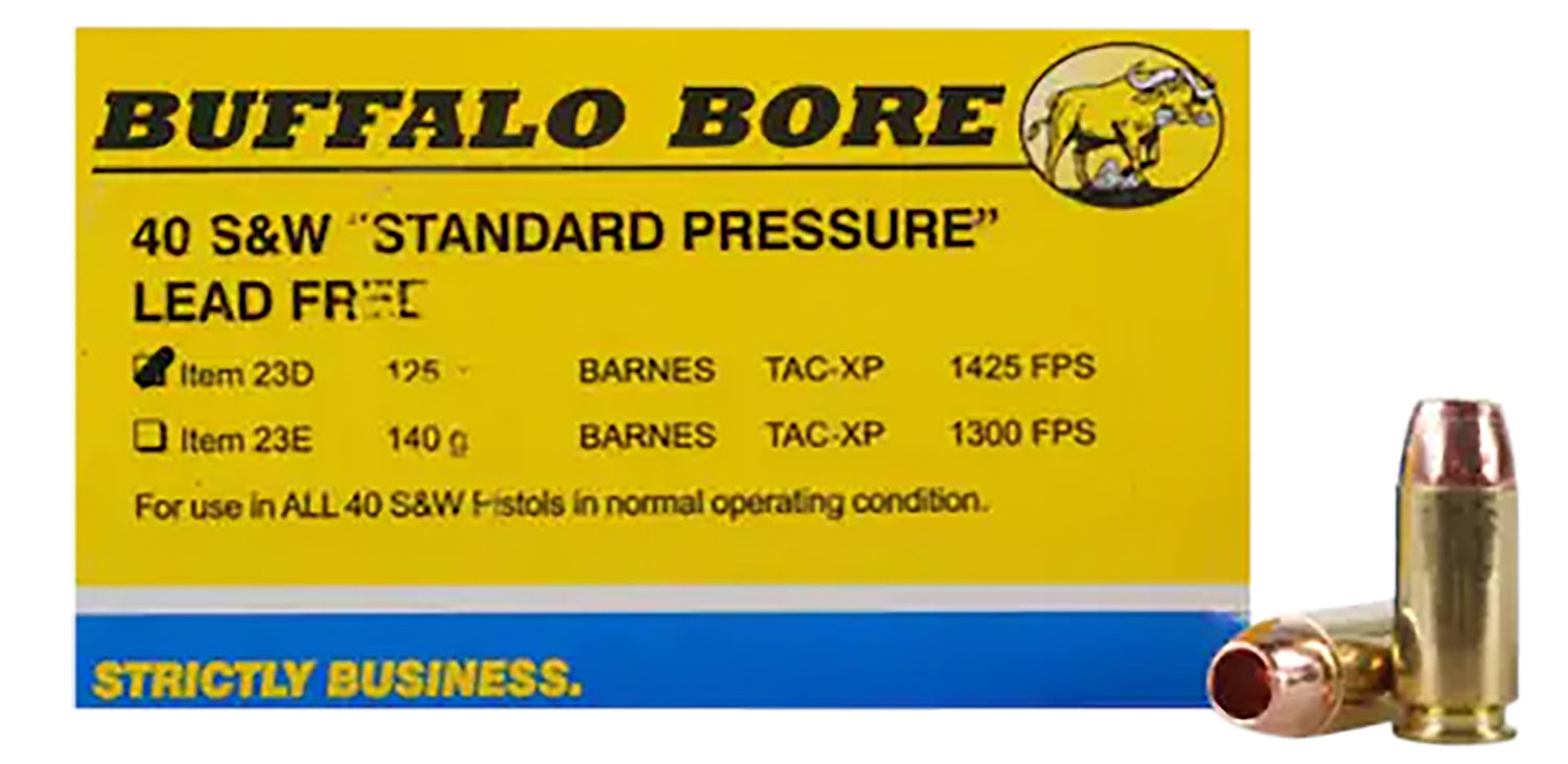 Buffalo Bore 23D20 Standard Pressure Barnes TAC-XP Lead Free 125 Grain .40 S&W 1425 fps