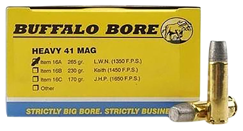 Buffalo Bore 16A20 Heavy Hard Cast Lead 265 Grain .41 Remington Mag 1350 fps