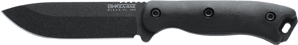 Ka-Bar BK16 Becker 4.38" Fixed Drop Point Plain Black 1095 Cro-Van Blade, Black Ultramid Handle, Includes Sheath