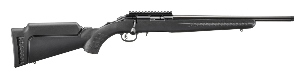 Ruger American 17 HMR 9+1 16.10" Satin Blued Threaded Barrel, Satin Blued Alloy Steel Receiver w/Picatinny Rail, Black Adj LOP Synthetic Stock