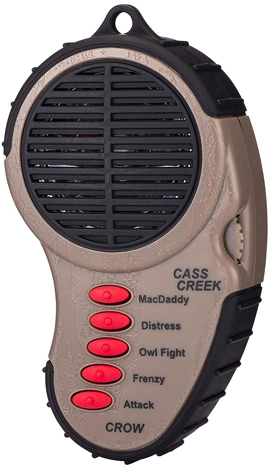 Cass Creek 065 Ergo Electronic Crow Call, 5 Authentic Calls, Bark Camouflage Finish, Includes Belt Clip