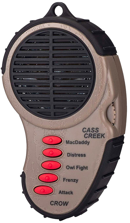 Cass Creek 065 Ergo Electronic Crow Call, 5 Authentic Calls, Bark Camouflage Finish, Includes Belt Clip