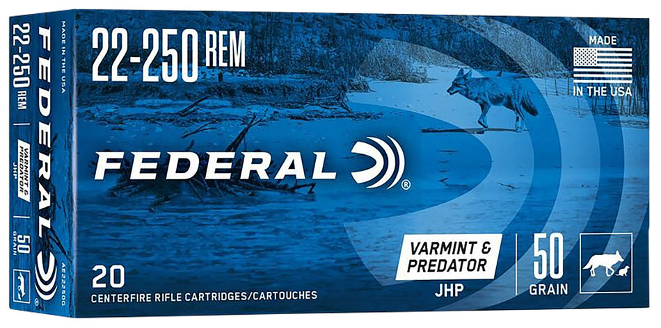 Federal .22-250 Remington Varmint & Predator 50gr JHP Ammo