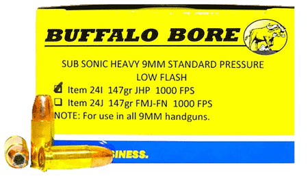 Buffalo Bore 9mm Luger / Parabellum Subsonic 147gr JHP Ammo