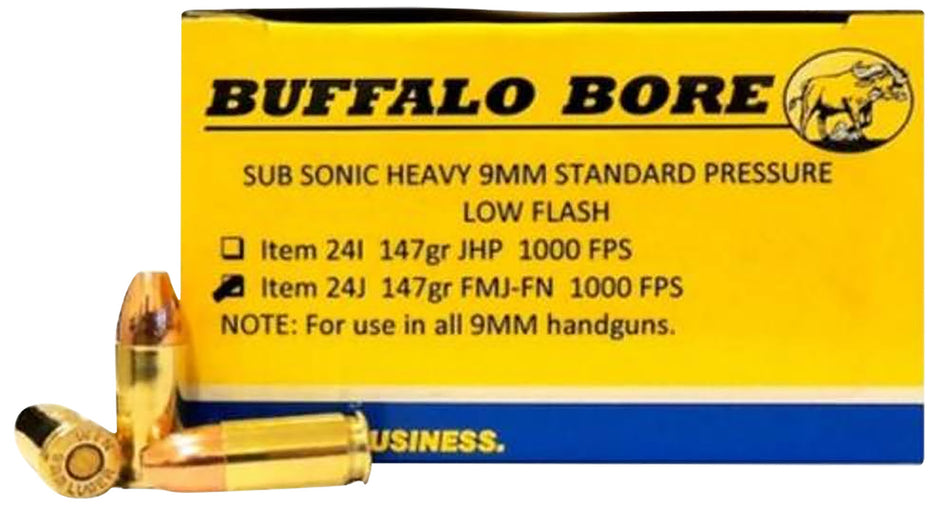 Buffalo Bore 9mm Luger / Parabellum Subsonic 147gr FMJ Ammo
