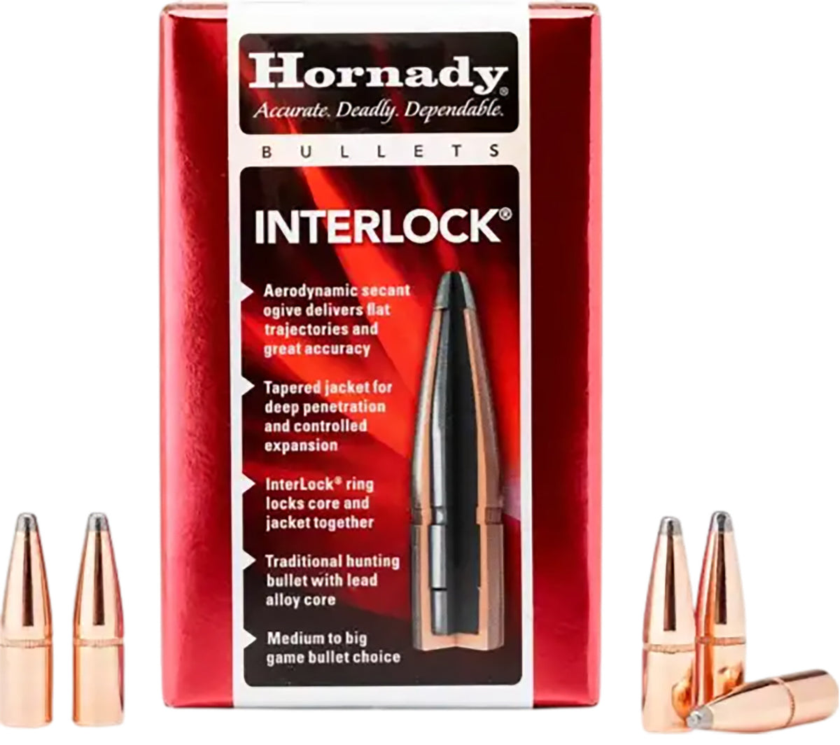 Hornady 3033 InterLock 30 Cal .308 150 gr Boat Tail Soft Point 100 Per Box/ 15 Case