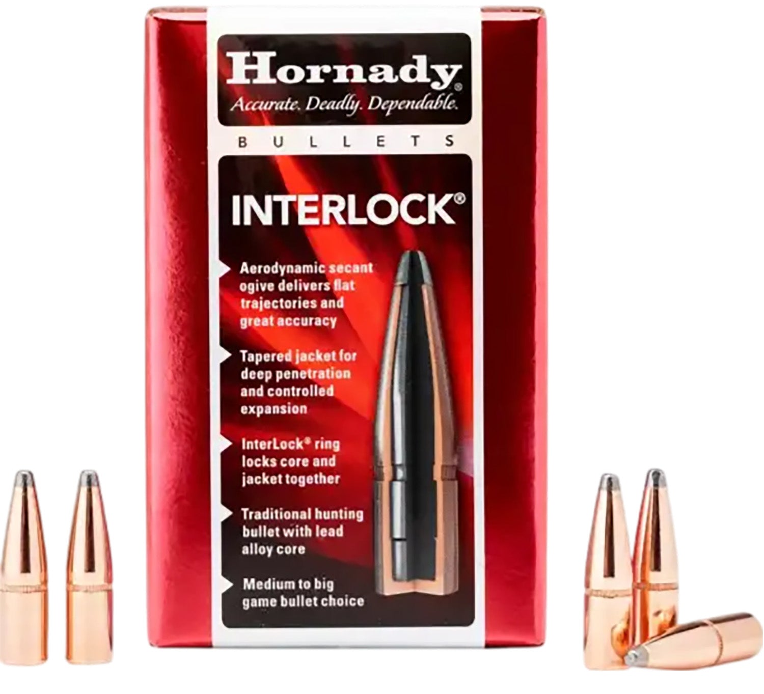 Hornady 3040 InterLock 30 Cal .308 165 gr Soft Point 100 Per Box/ 15 Case