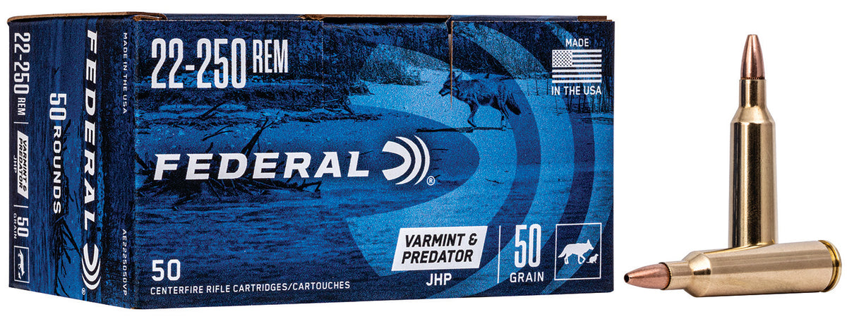 Federal .22-250 Remington American Eagle Varmint & Predator 50gr JHP Ammo