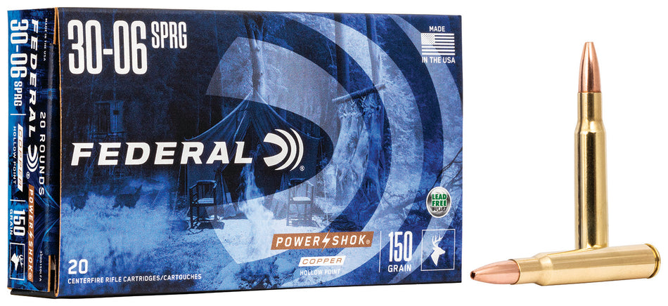Federal .30-06 Springfield PowerShok 150gr Copper HP Ammo