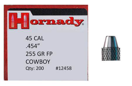 Hornady 12458 Frontier Lead 45 Cal .454 255 gr Flat Point Cowboy 200 Per Box/ 8 Case