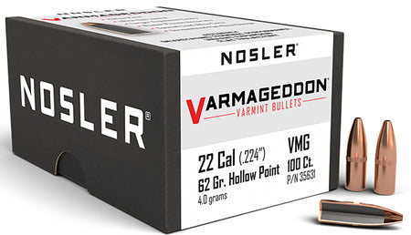 Nosler 35631 Varmageddon 22Cal 62gr Flat Base Hollow Point 100/Box