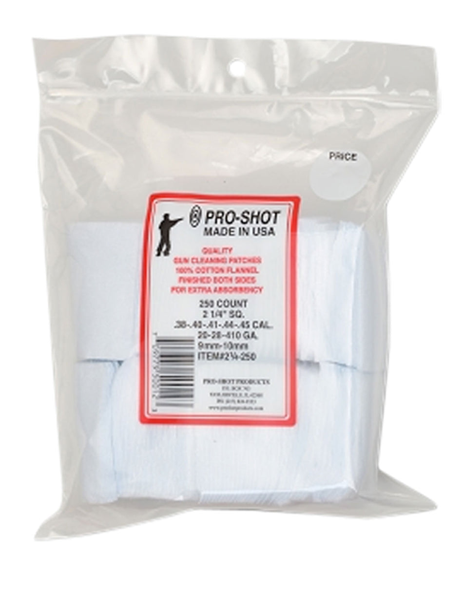 Pro-Shot 214250 Cleaning Patches .38 - .45 Cal/ .410 / 20 Gauge 2.25" Square Cotton Flannel 250 Pack