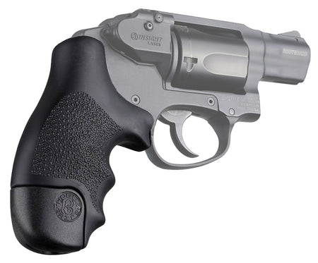 Hogue 60020 OverMolded Tamer Cobblestone Black Rubber with Finger Grooves for S&W J Frame Centennial with Round Butt, Bodyguard