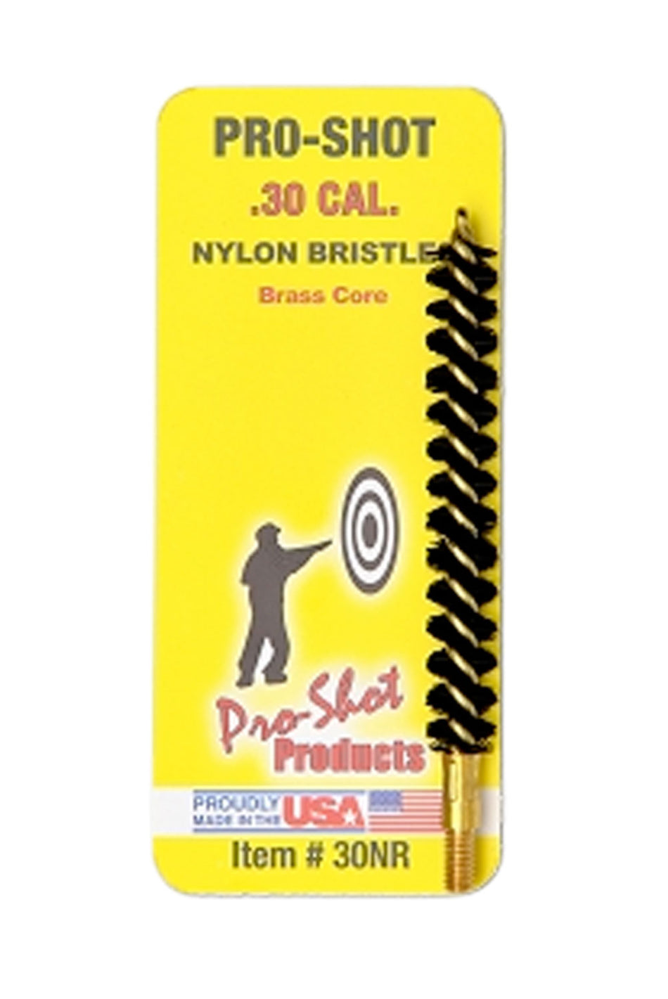 Pro-Shot 30NR Bore Brush .30/ 7.62mm Cal Rifle #8-32 Thread Nylon Bristles Brass Core