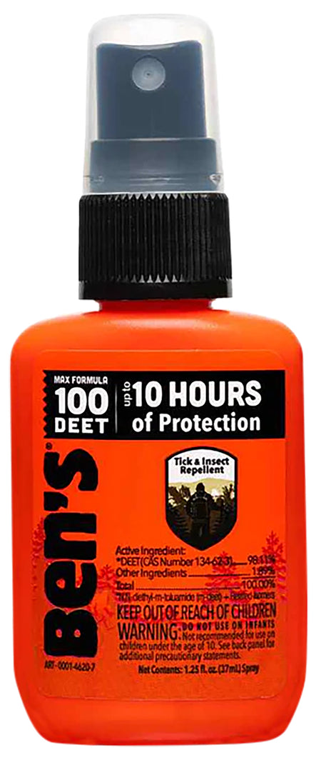 Ben's 00067070 100 Odorless Scent 1.25oz Spray Repels Ticks & Biting Insects Effective Up to 10 hrs