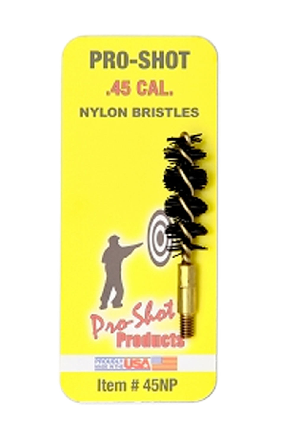 Pro-Shot 45NP Bore Brush .45 Cal Pistol #8-32 Thread Nylon Bristles Brass Core