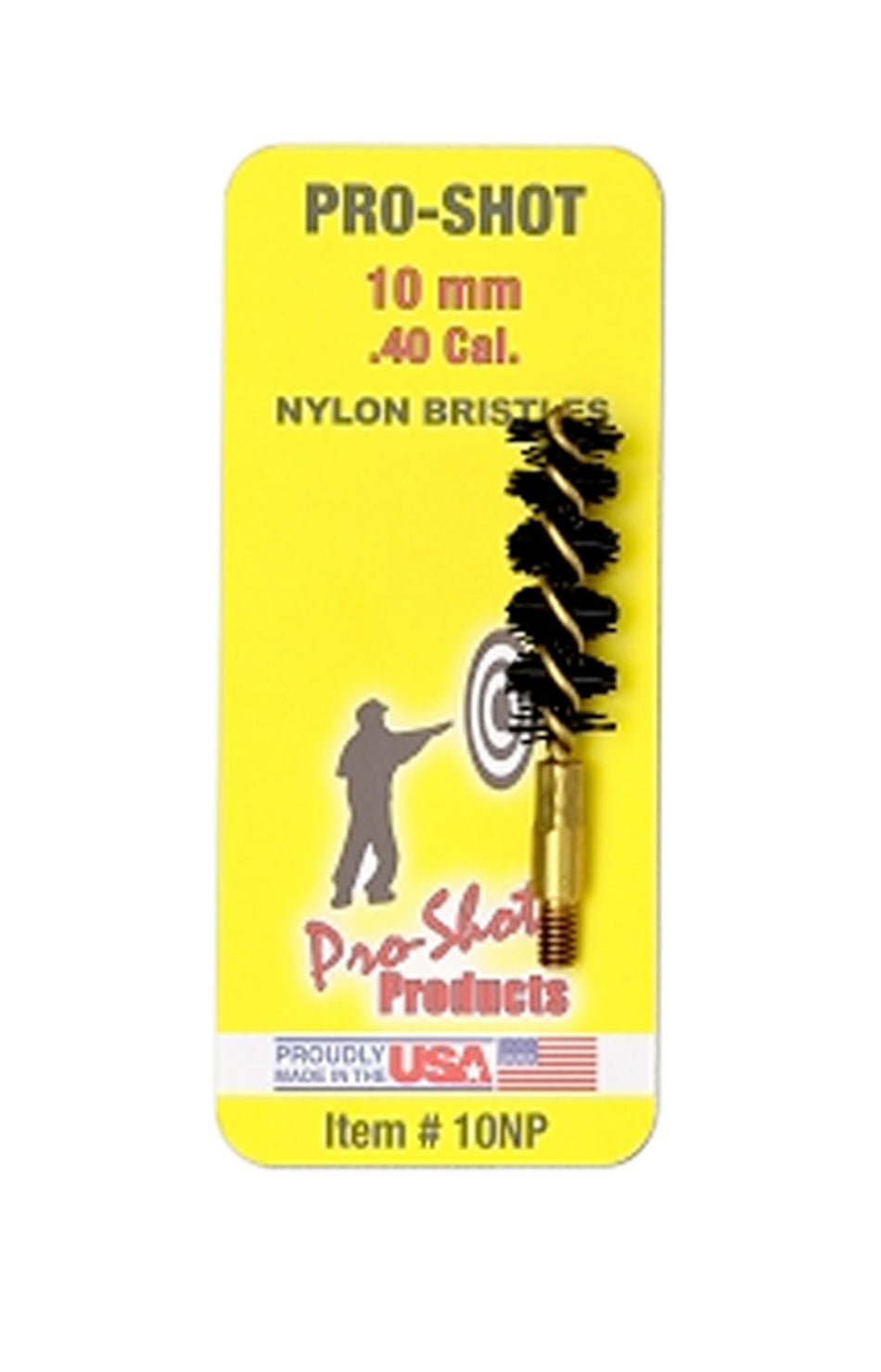 Pro-Shot 10NP Bore Brush .40/ 10mm Cal Pistol #8-32 Thread Nylon Bristles Brass Core