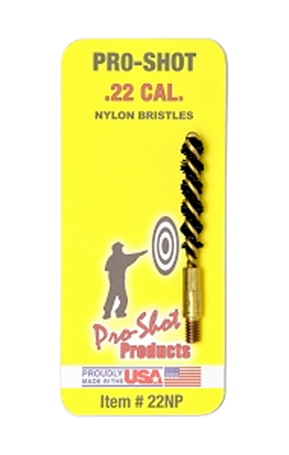 Pro-Shot 22NP Bore Brush .22 Cal Pistol #8-32 Thread Nylon Bristles Brass Core