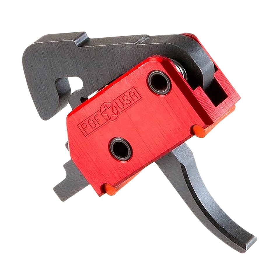 Patriot Ordnance Factory 00457 Drop-In Single-Stage Curved Trigger with 4.50 lbs Draw Weight & Black/Red Finish for AR-Platform